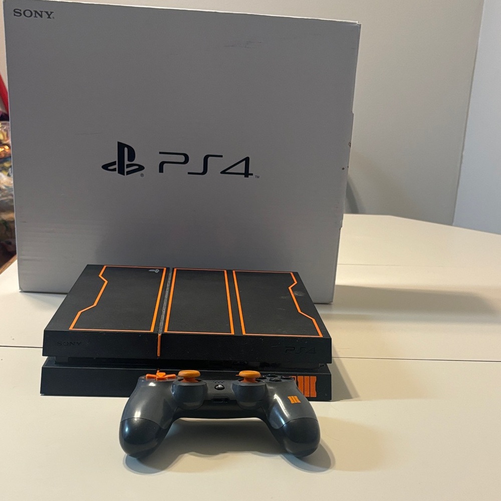 Sony PS4 Console - Black with Orange Highlights